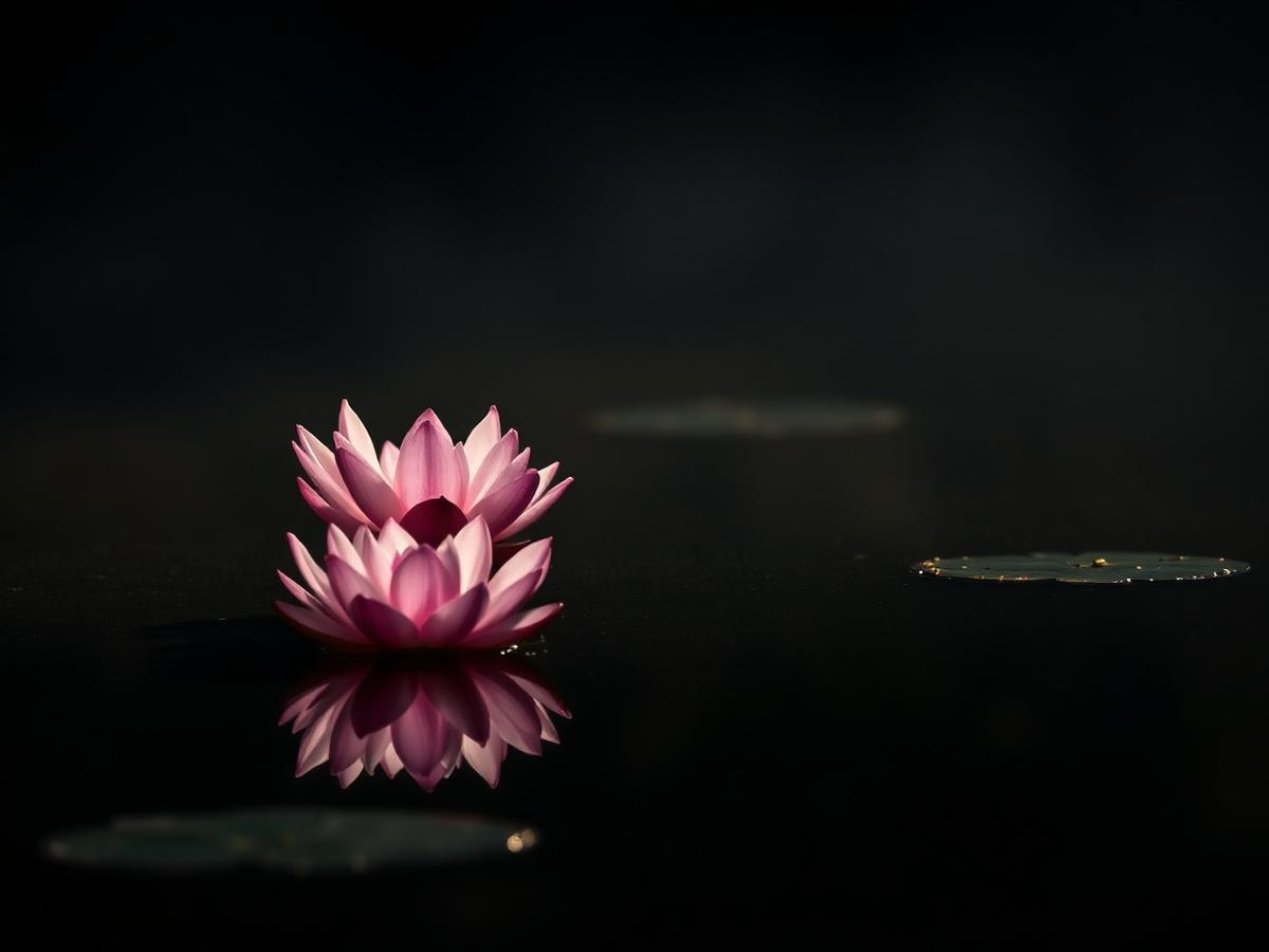 Lotus flower resting on still water